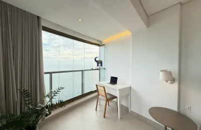 Apartamento para locação  1/4  mobiliado em ondina - beach class salvador  vista mar permanente com caução.