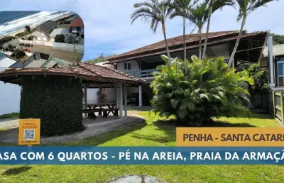 Casa com 6 quartos - pé na areia, praia grande, penha