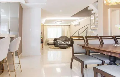 Sobrado triplex à venda, seminovo e semimobiliado, 235m², ático, churrasqueira gourmet, perto carrefour, portão, curitiba/pr