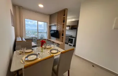 Apartamento 2 quartos sendo 1 suíte e varanda mobiliado