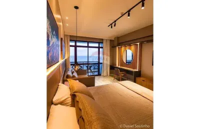 Beira mar de piedade, golden beach, 01 suíte, com varanda, 60m², mobiliado e decorado