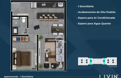 Apartamento 01quarto/dormitório, 01vaga/box no condomínio livin' resort house, em xangri-lá.