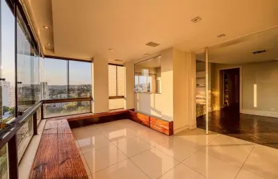 Apartamento 3 dormitórios, semimobiliado, vista panorâmica, churrasqueira, lareira, sacada, 2 vagas, elevador, bairro centro em novo hamburgo.