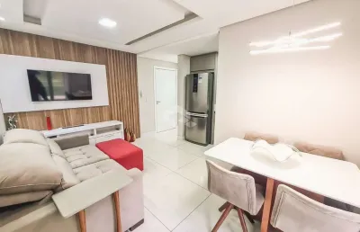 Apartamento 2 dormitórios,mobiliado, scada, churrasqueria, vaga coberta, elevador, playground no bairro operário, nh. aceita financiamento, fgts