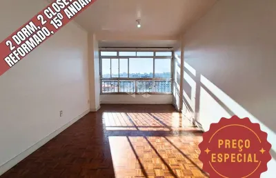 Preço promocional. 2 dormitórios, 2 closets, reformado, 15º andar com vista espetacular, no bairro farroupilha