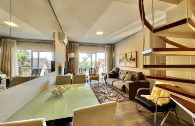 Apartamento duplex mobiliado com 2 suítes, 2 vagas - casa de pedra - gramado
