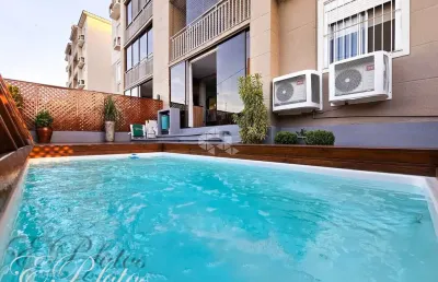 Apartamento com pátio e piscina a venda 2 quartos/dormitórios semimobiliado, churrasqueira