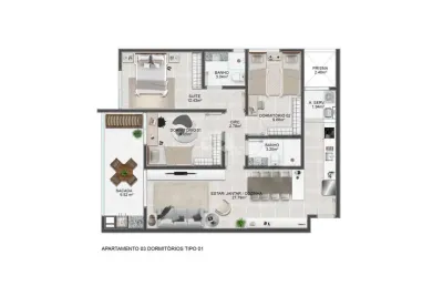 Apartamento 3 dormitórios em abraão, florianópolis-sc