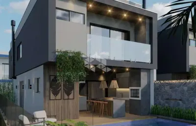Casa em condomínio com vista mar, 3 suítes e piscina, com 194m² ,em garopaba/sc, por r$ 1680.000,00 .