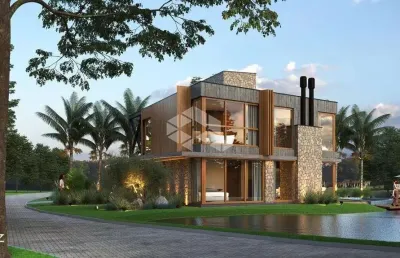 Casa sobrado mobiliada e decorada a beira lago de 4 suítes/quartos 2 vagas cobertas com piscina e deck no amare home resort