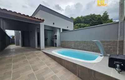 Casa nova com piscina a 1200m do mar - oasis - peruíbe/sp