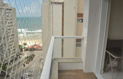 110 m² 3 dorm + dependencia suite, andar alto, vista para o mar, 1 vaga, predio com serviço de praia