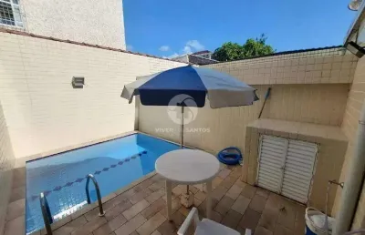 Casa sobreposta alta à venda, 3 quartos, 3 suítes, 2 vagas, campo grande - santos/sp
