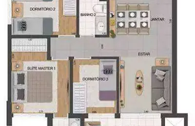 Apartamento 3 dormitórios (80,33m²), 1 suíte, terraço, 1 vaga. vista panorâmica espetacular