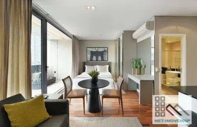 Apto 1 dormitório (42m²) 1 vaga, mobiliado e decorado. próximo do shopping vila olímpia