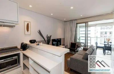 Apartamento 1 dormitório (62m²), 1 suíte, varanda, mobiliado e decorado, 1 vaga. próximo do shopping jk iguatemi