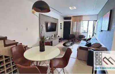 Cobertura duplex 2 dormitórios (128m²), 2 suítes, mobiliada, 1 vaga. no centro de alphaville