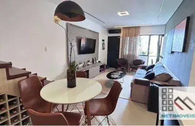 Cobertura duplex 2 dormitórios (128m²), 2 suítes, mobiliada, 1 vaga. no centro de alphaville