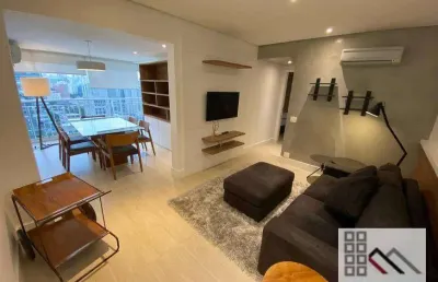 Apartamento 1 dormitório (54m²), 1 suíte, 1 vaga, terraço, mobiliado. na juscelino e ao lado shopping jk
