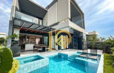 Casa porta fechada com 3 suítes à venda, 495 m², automação e piscina aquecida condomínio alphaville - sjcampos/sp