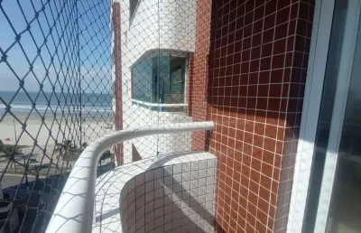Locação de apartamento de 1 dormitório com vista mar da sacada, em prédio frente ao mar em praia grande