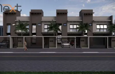 Sobrados geminados, que variam de 100 m² a 117 m² , com design moderno e funcionalidade.