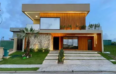 Linda casa nova de alto padrão na cidade alpha, no condomínio terras 4