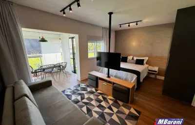 Apartamento garden mobiliado para locação, 01 dormitório 02 vagas, 77m²