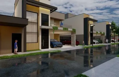 Sobrado à venda com 4 suítes, piscina em condomínio fechado dentro da cidade.