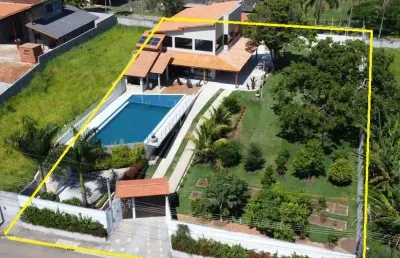 Chácara espetacular 5 suítes térreo de frente para pedra grande excelente localização