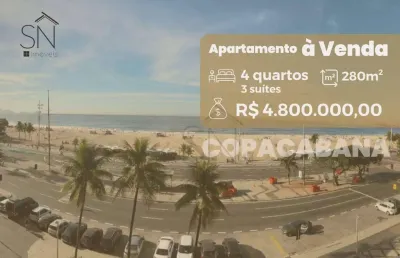 Atlantica, frontal mar, com 280 metrosapartamento com 4 dormitórios à venda, 280 metros - copacabana - rio de janeiro/rj