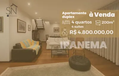 Apartamento duplex com 4 dormitórios à venda, 200 m² por r$ 4.800.000,00 - ipanema - rio de janeiro/rj