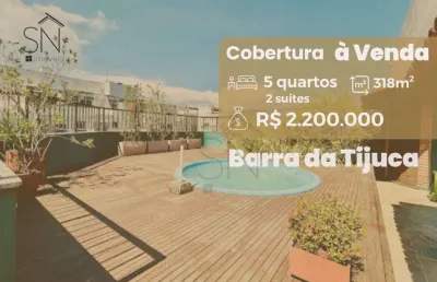 Cobertura com 5 dormitórios à venda, 318 m² por r$ 2.200.000,00 - barra da tijuca - rio de janeiro/rj
