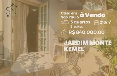 Casa com 3 suíte à venda, 210 m² por r$ 840.000 - jardim monte kemel - são paulo/sp