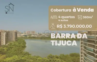 Cobertura com 4 dormitórios à venda, 360 m² por r$ 3.790.000,00 - barra da tijuca - rio de janeiro/rj