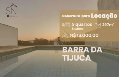 Cobertura com 5 dormitórios para alugar, 297 m² por r$ 17.046,90/mês - barra da tijuca - rio de janeiro/rj