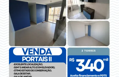 Apartamento para venda portais ii, 2 dorms, sacada, 50m², andar alto e 1 vaga coberta.