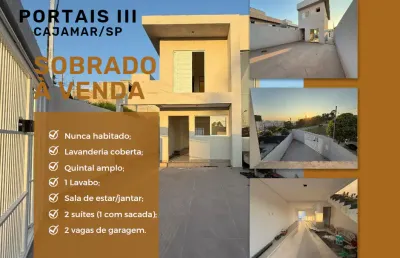 Sobrado para vender, pronto para morar, r$ 709 mil, 2 suítes (1 com sacada), 2 vagas, quintal amplo,  excelente localização, portais iii, cajamar/sp