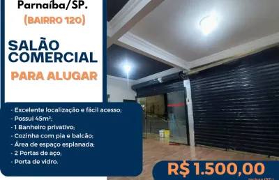 Salão comercial para alugar em santana de parnaíba, bairro 120, 45m², cozinha, banheiro, com ótima localização.