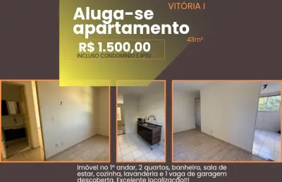 Apartamento para alugar por r$ 1.500,00, menor valor da região, 2 dorms, 1 vaga, 1° andar, 43m²