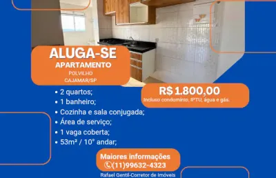 Alugo este apto com 2 dorms, sacada, 53m², 1 vaga coberta, andar alto em polvilho,  cajamar/sp...
