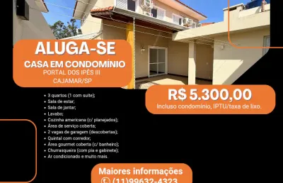 Casa para alugar em condomínio, em portais,  cajamar, 3 quartos, suíte,  área gourmet, 2 vagas, lavabo e muito mais.
