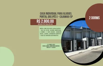 Sobrado individual para alugar, 2 quartos, sacada, lavabo, 1 vaga, portais i, cajamar, 2.800,00