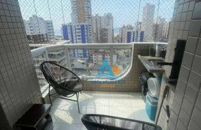 Apartamento com varanda gourmet,  2 quartos sendo 1 suíte,  à venda, por r$ 470.000 - aviação - praia grande/sp