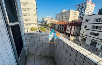 Apartamento com sacada vista mar 1 dormitório à venda, 44 m² por r$ 238.500 - vila assunção - praia grande/sp