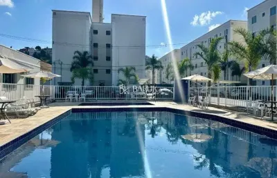 Bairro industrial, 2 quartos, semi mobiliado, garagem, portaria 24 hrs, área de lazer completo, venh