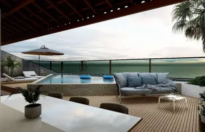 Flat à venda com 34m², varanda, 1 dormitório, sala de estar, com deck e piscina privativa, 1 vaga,m