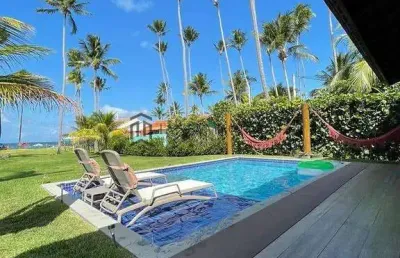 Linda casa á beira mar de carneiro, 4 suites, porteira fechada, casa à venda, carneiros, tamandaré,