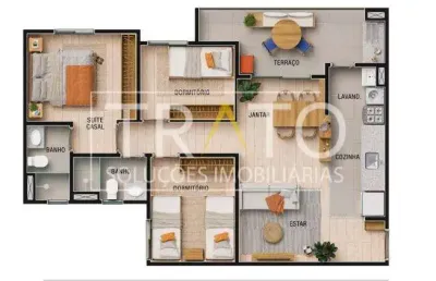 Apartamento com 3 quartos à venda na rua auriflama, s/nº, vila nova, campinas, 73 m2 por r$ 532.900