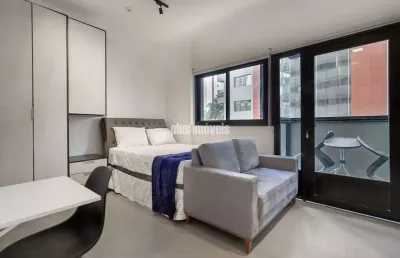 Pinheiros studio mobiliado, com varanda vista para exterior